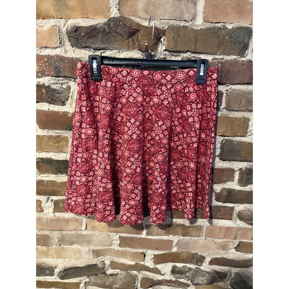 Hollister Skater Skirt Womens L Red Boho Americana Bandana Print Mini Skirt